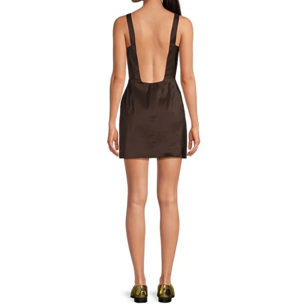 Gianni Bini Lilly Sisto Mini Dress 12 Brown Blakely Bows Backless Colab New $150